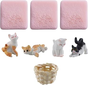1/12 Scale Resin Cat Figurines, Resin Miniature Animal Decor for Dollhouse Accessories & Fairy Garden