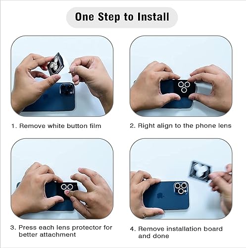 Miniatura 236 de Xfilm Protector de lente de cámara Bling para iPhone 14 Pro/14 Pro Max, dureza 9H a prueba de rayones, protector de anillo individual de metal