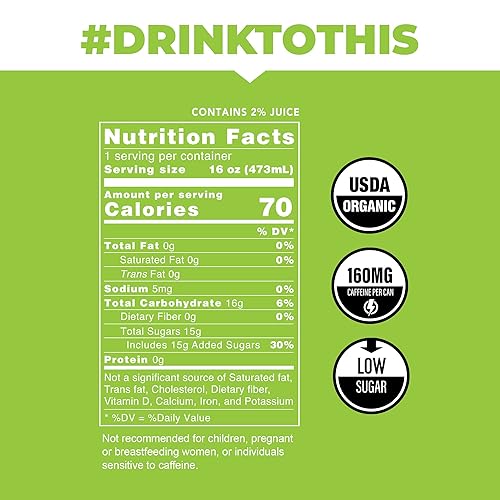 Miniatura 3 de Paquete variado de gaseosas de yerba mate orgánicas bajas en calorías y azúcar 160 mg de cafeína latas de 16 onzas paquete de 12 unidades  CLEAN