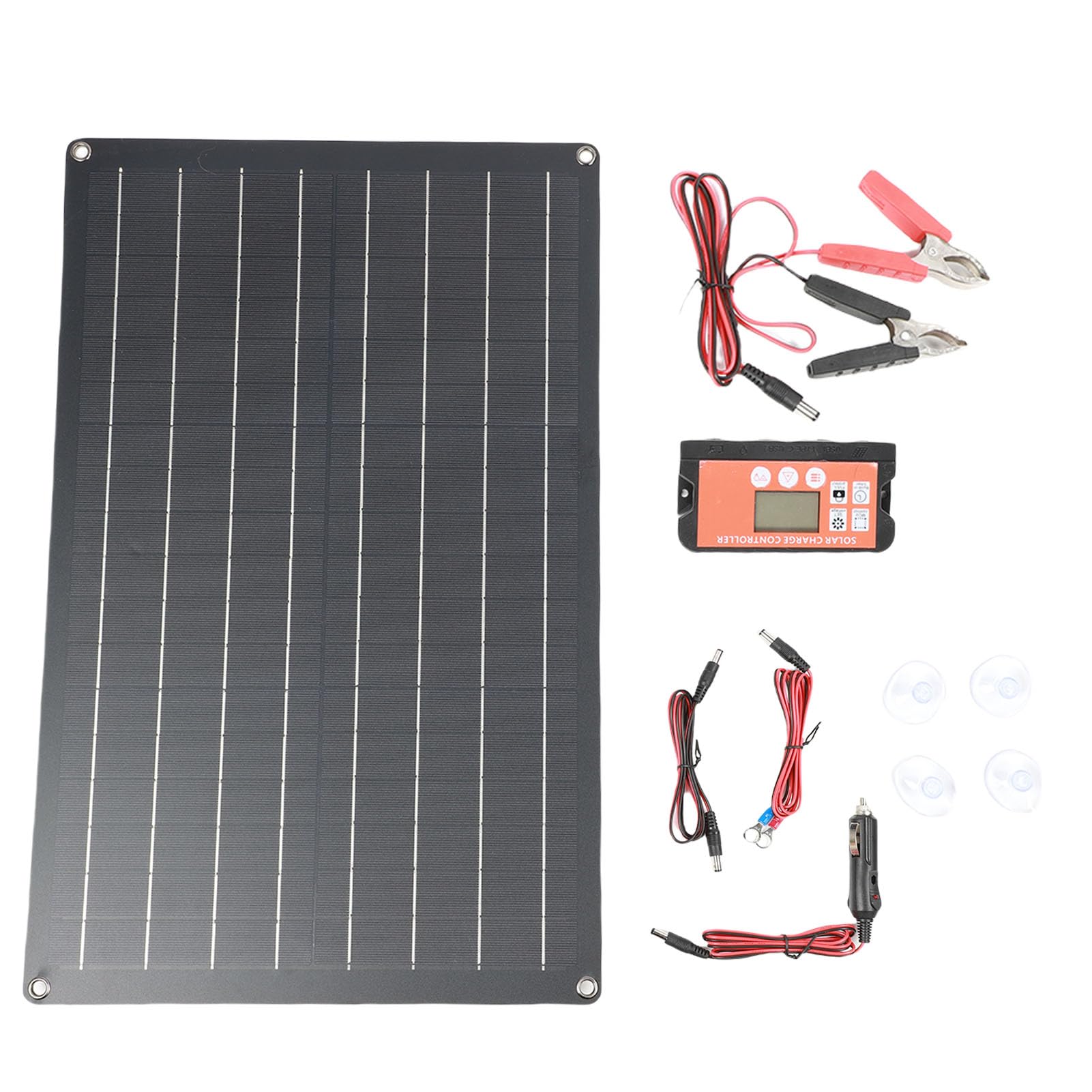 Aramox Ładowarka Samochodowa do Paneli Słonecznych 30 W, Przenośny Zestaw do ładowania energią słoneczną do Akumulatora Samochodowego z Systemem Smart Guard Wysokowydajny Krzem Monokrystaliczny do
