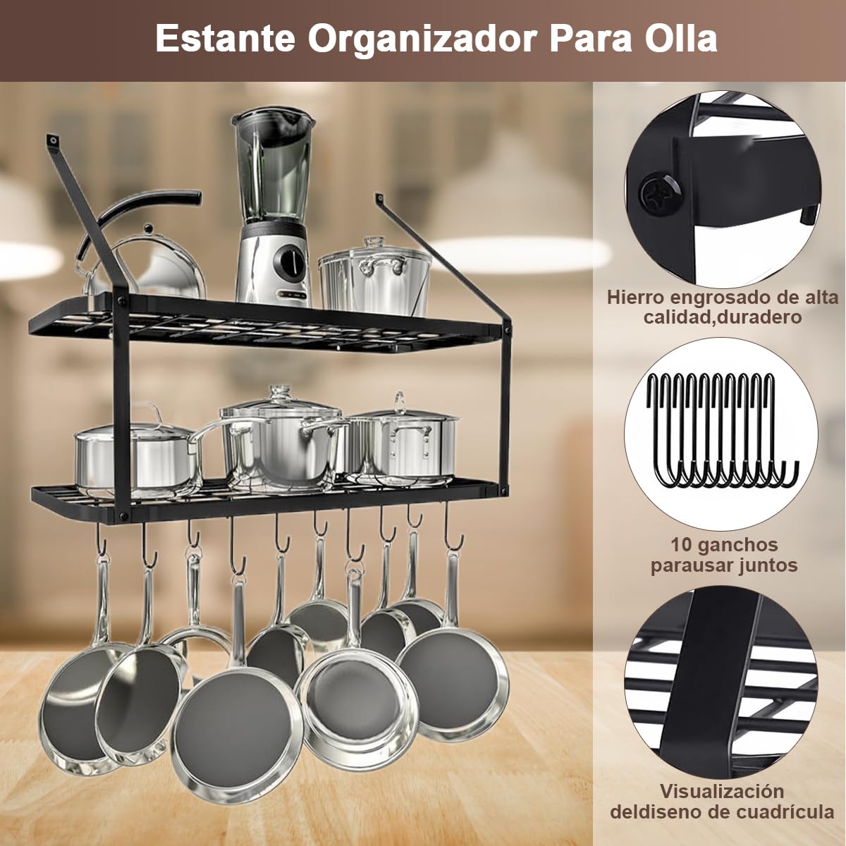 Greenco Perchero Para Colgar En La Pared Para Ollas