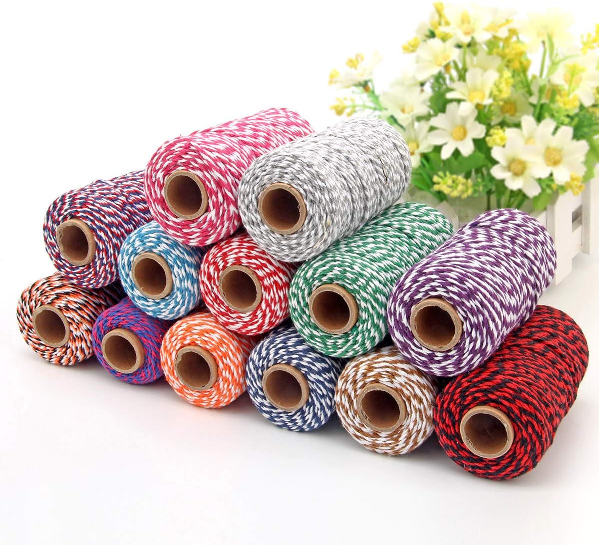 Twine String,Feet Red White Cotton Twines Bakers String Rope Craft Making Knitting Tags Twine Butchers Twine Diy Wedding Decor Gift Wrapping Baking B - View #10