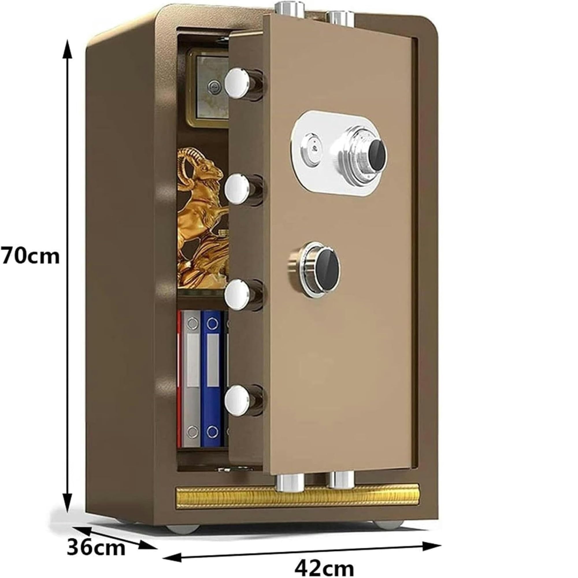 cassaforte Cassaforte di sicurezza in acciaio e cassetta di sicurezza con password meccanica for armadietti portavalori for gioielli e ufficio di casa e hotel piccola(Bruin,70x42x36cm)