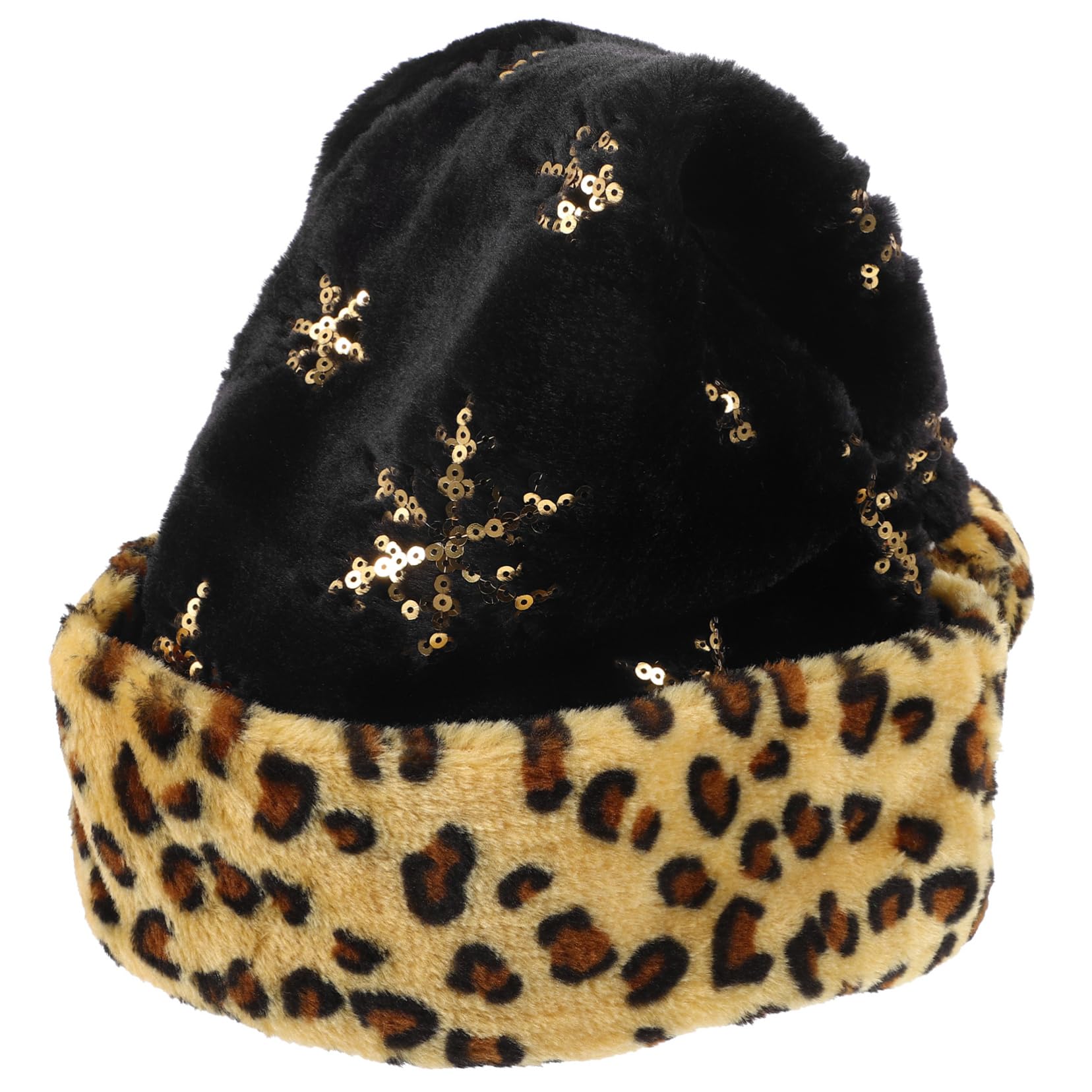Homoyoyo 5stücke Leopardenmuster Weihnachtsmütze Für Erwachsene Plüsch Nikolausmütze Mit Pailletten Und Schneeflocken Für Weihnachten Und Neujahrsfeiern Bequem Und Warm Für Jede