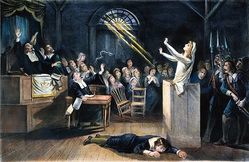Cartel de Salem Witch Trial 1692 Na Witch Trial At Salem Massachusetts In 1692 Litografía siglo XIX impreso por (24 x 36)