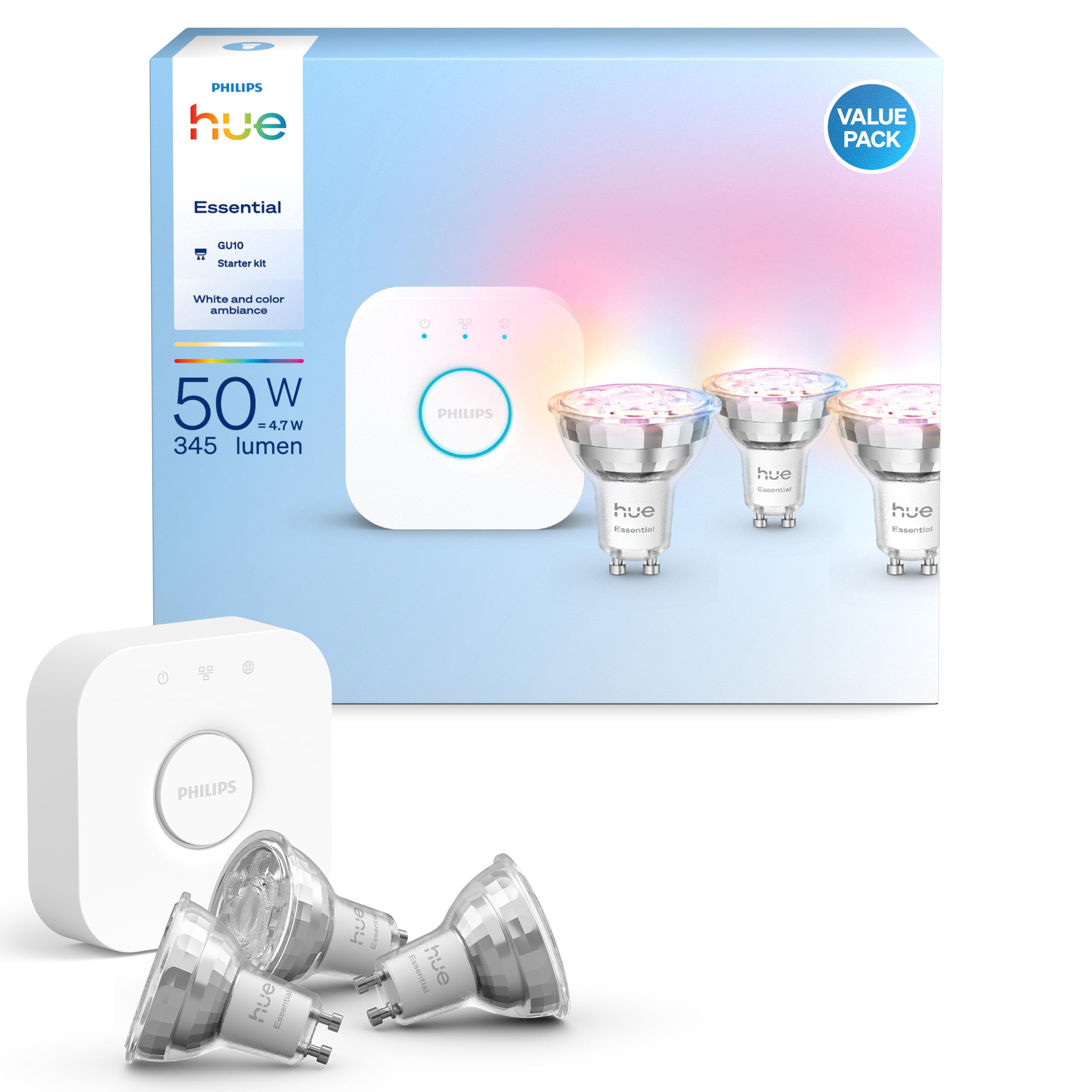 Philips Hue Essential 3'lü GU10 Spot Başlangıç Seti 345 Lumen