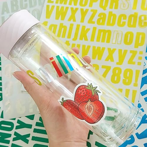 Miniatura 7 de Calcomanías del alfabeto para manualidades, 5 hojas, 405 piezas, calcomanías de letras autoadhesivas, calcomanías de números de vinilo, calcomanías