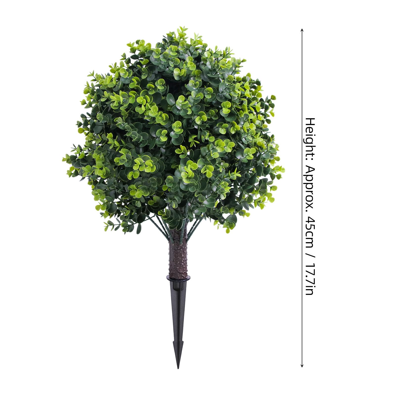 Topiky Albero Artificiale di Palla Topiaria da 17,7 Pollici, Pianta di Eucalipto Finto con Picchetto, Arbusto Verde in PE per la Decorazione del Cortile del Portico del Patio del Giardino