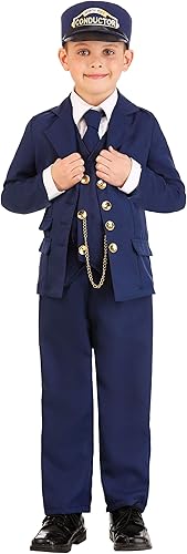 Disfraz mágico de conductor de tren del polo norte para niños, traje de ferrocarril azul marino con botones dorados