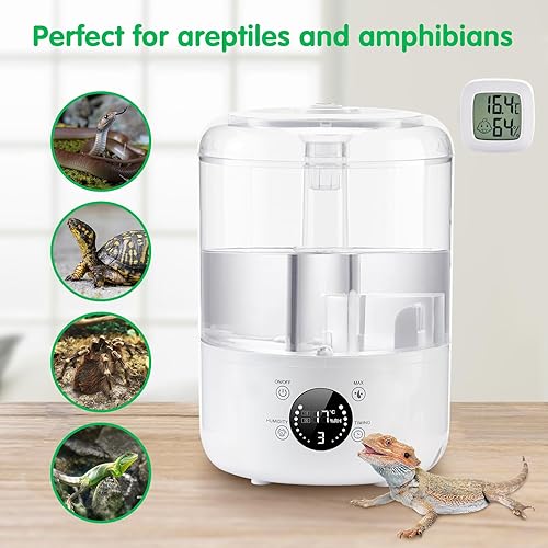 Miniatura 2 de FELISTORY Termómetro e higrómetro inteligente para reptiles LCD 2 en 1, termómetro digital preestablecido para acuario para agua de pecera,