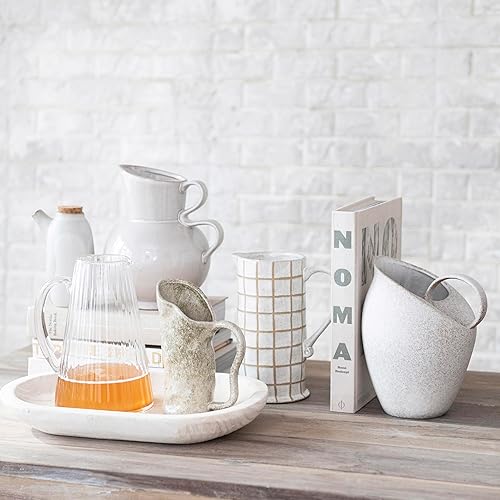 Miniatura 7 de Bloomingville 9 Inches 88-Ounce Stoneware Reactive Glaze, White Pitcher