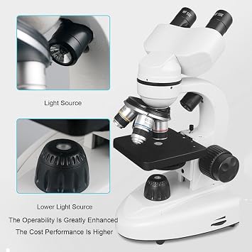 Microscope, Electronic Eyepiece, 5.0 Display, 20000X, Binocular Wide-Angle Eyepiece, Can Be Connected to Mobile Phones, Computers, for Scientific Experiments,10000X