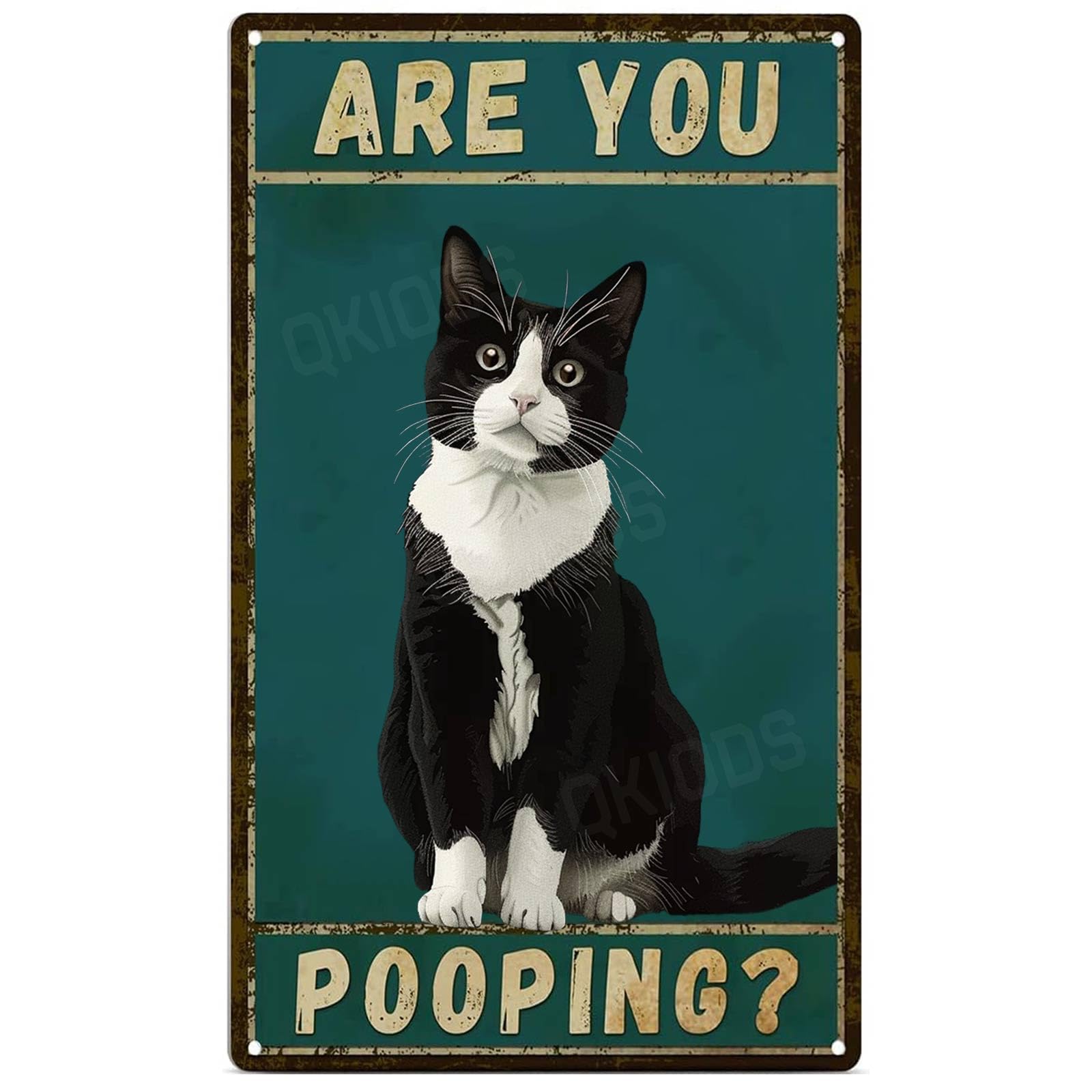 Cat Are You Pooping Aluminums Retro Metal Signs Funny Tin Sign for Home Bathroom Garden Yard Outdoor Decoration 8×12 Inches