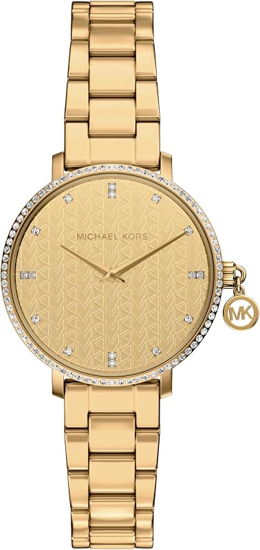 Reloj de mujer Pyper de acero inoxidable dorado a dos manos (modelo: MK7572)