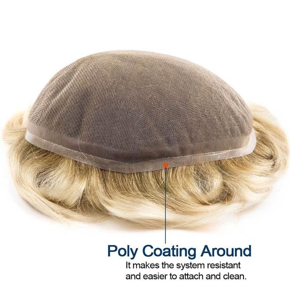 Men's Toupee 4/613 Protesi for capelli da uomo Ombre con capelli umani europei, toupee for uomo con base in pizzo francese completo
