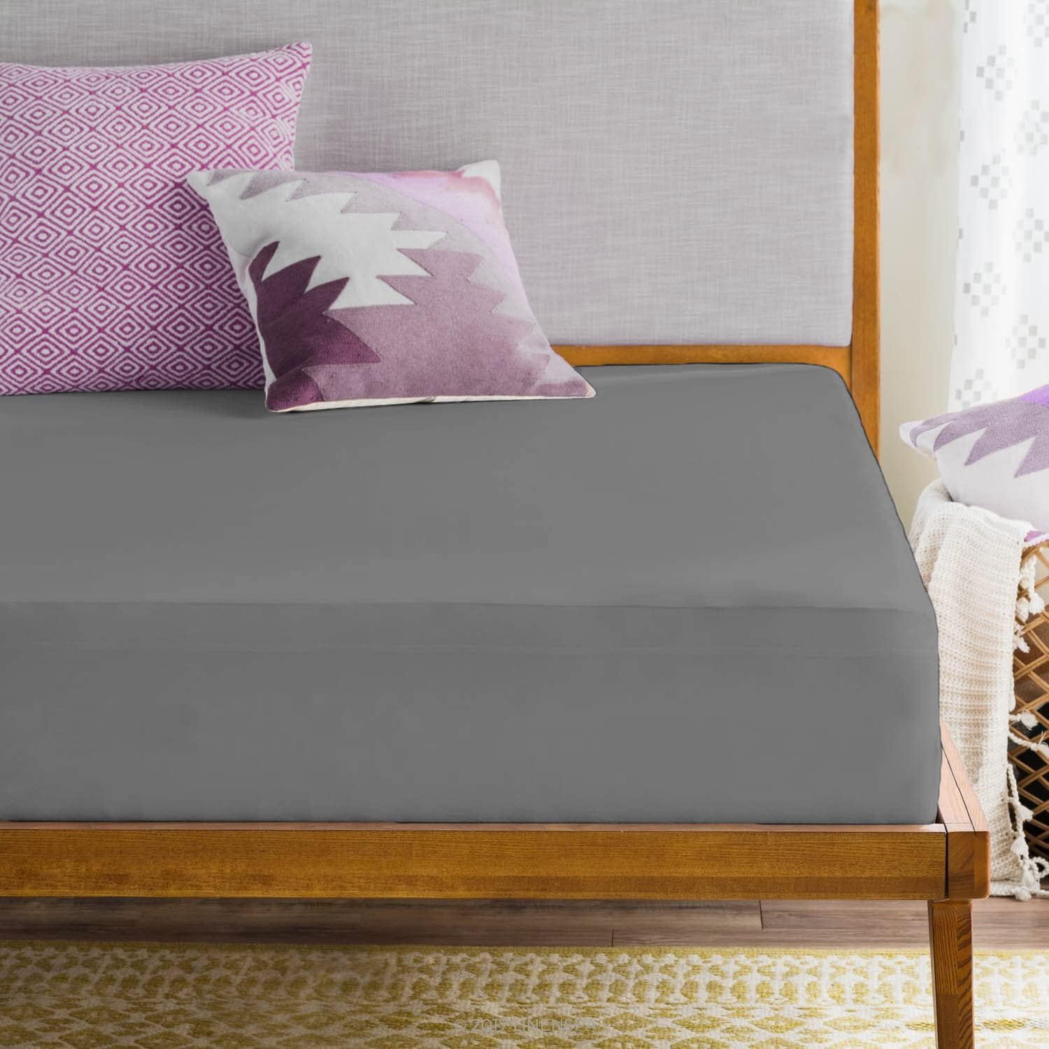 9villa Mattress Protector | 100% Waterproof Bamboo Terry Bed Cover for Queen Bed, Breathable & Noiseless Mattress Cover 1 Pc (Super King 72 x 78, Grey)