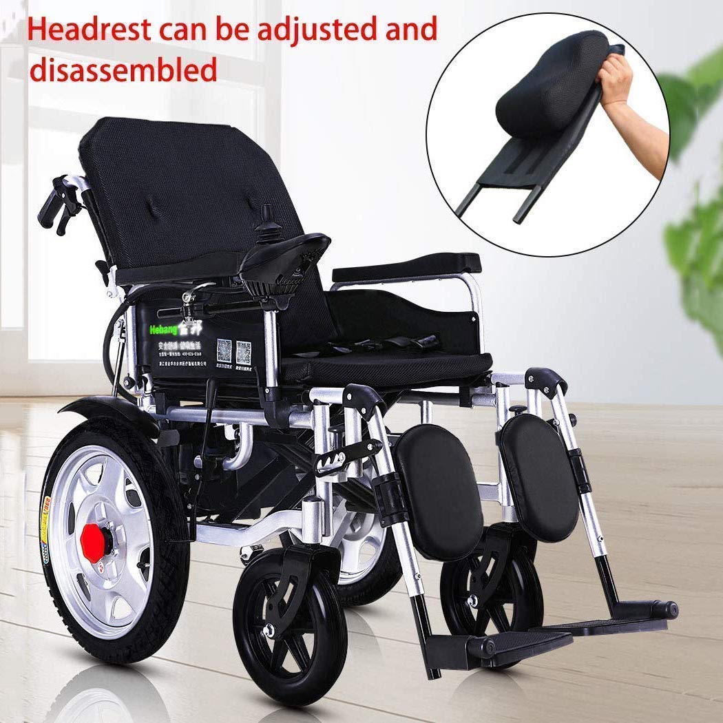 K Carrozzina elettrica Pieghevole Leggera a Doppia Funzione Carrozzina elettrica Leggera per Sedia a rotelle elettrica Portatile, Supporta 265 libbre, con Pedali e sedili Bella casa