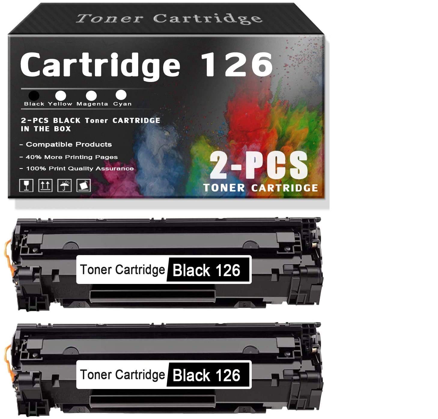 2-Pack 126 Black Toner Cartridge Compatible for Canon Ink Cartridge Replacement for Canon imageCLASS LBP6200d LBP6200 LBP6230dw LBP6230 LBP6230dn