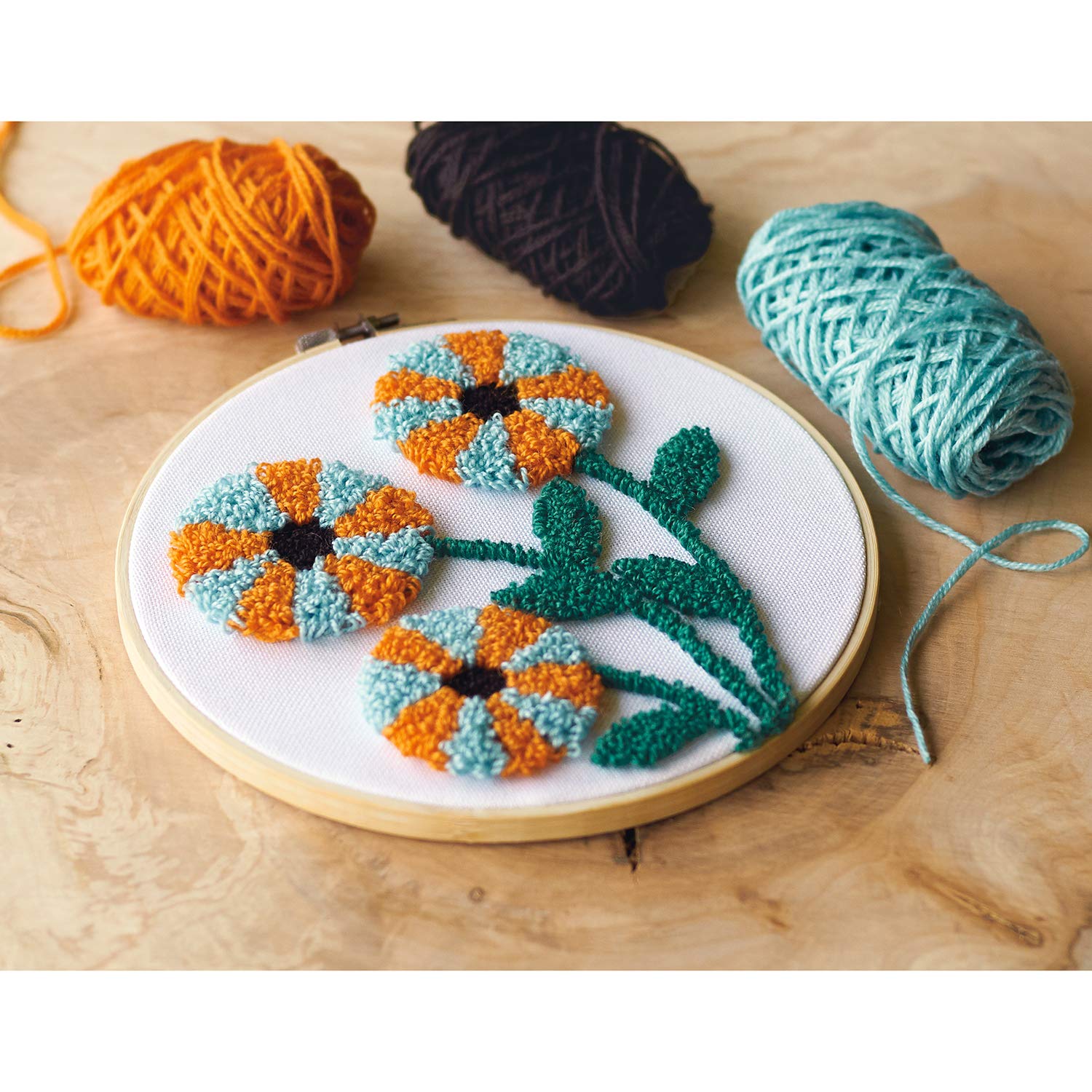 Dimensions 72-70028 Orange and Blue Flowers Punch Needle