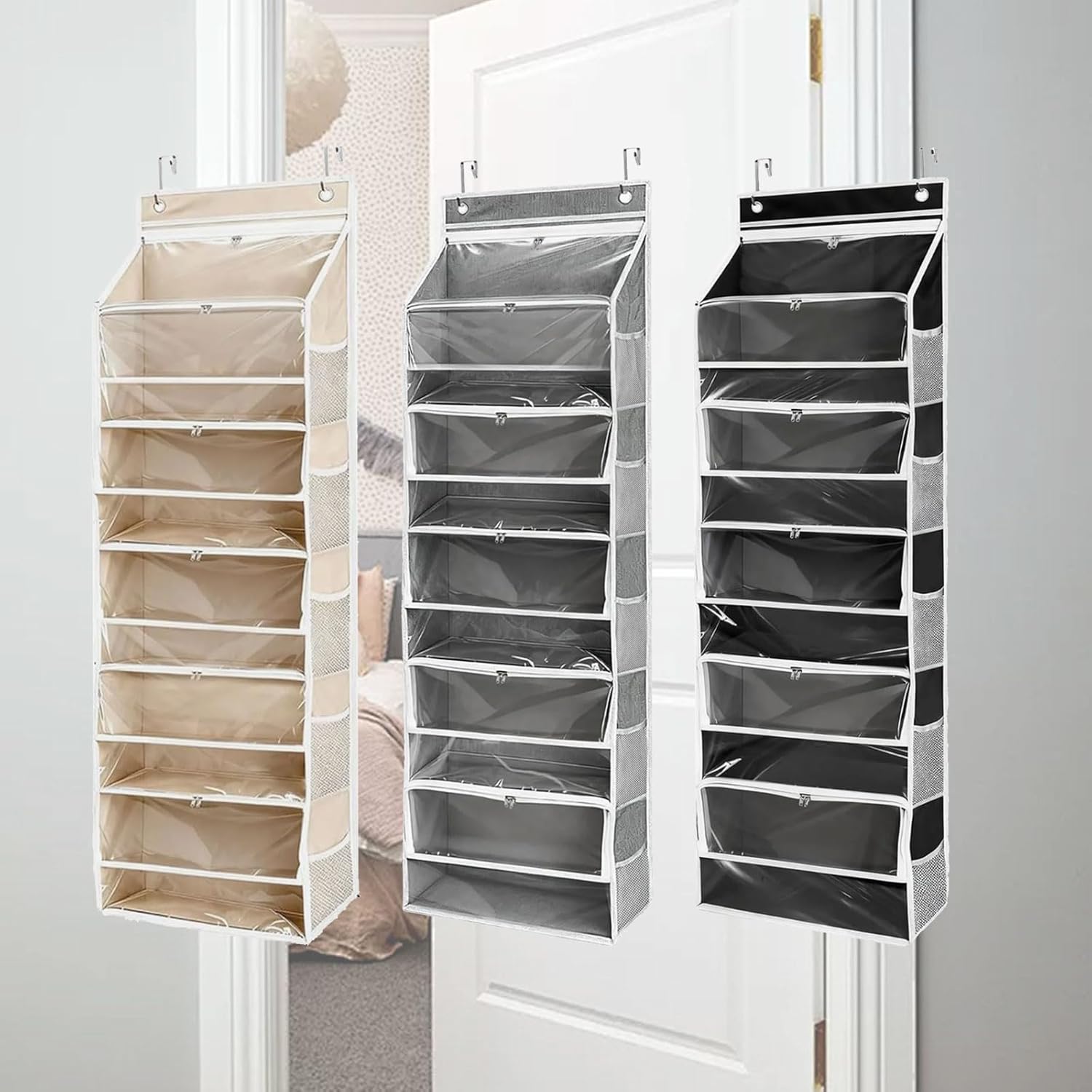 Premium Over the Door Storage Systems with Clear View PVC Window and Ample Space for Various Items Clear PVC Window Planner