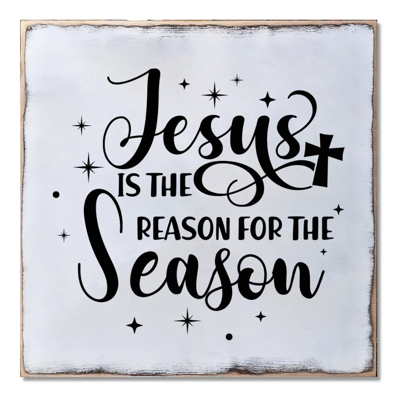 Panneau en bois Jesus Is The Reason 40cm pour décoration murale de Noël
