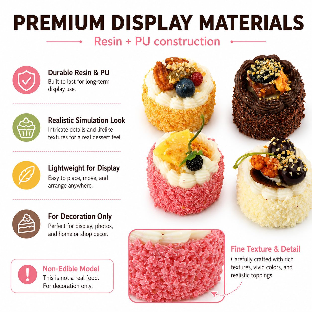 Falso Cake Modello Panificio Armadi Display Simulazione Dessert Artificiale Modello Partito Fotografia Puntelli Decorazione 6 Pz