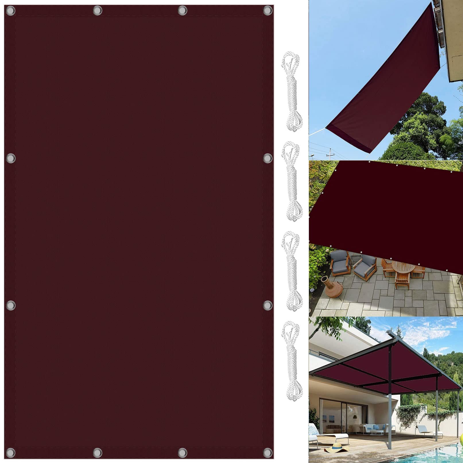 Voile d'ombrage rectangulaire protection solaire jardin contre la chaleur