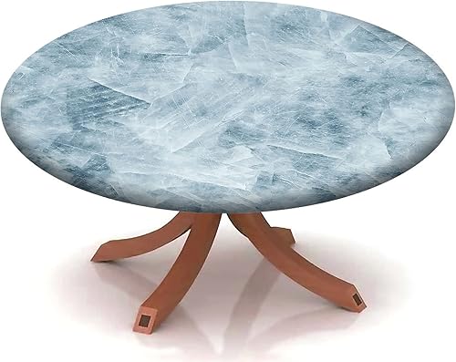 Mantel con patrón de mármol, borde elástico, adecuado para catering y cocina, se puede limpiar para mesa redonda de comedor, para mesas redondas de