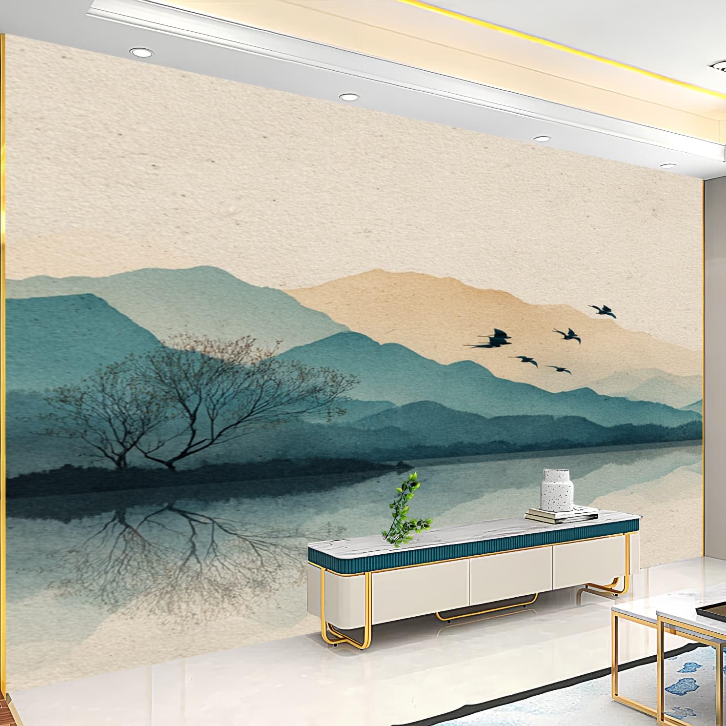 Carta da Parati Murale TNT Beige Fotomurale 3D Rimovibile 250x175 cm