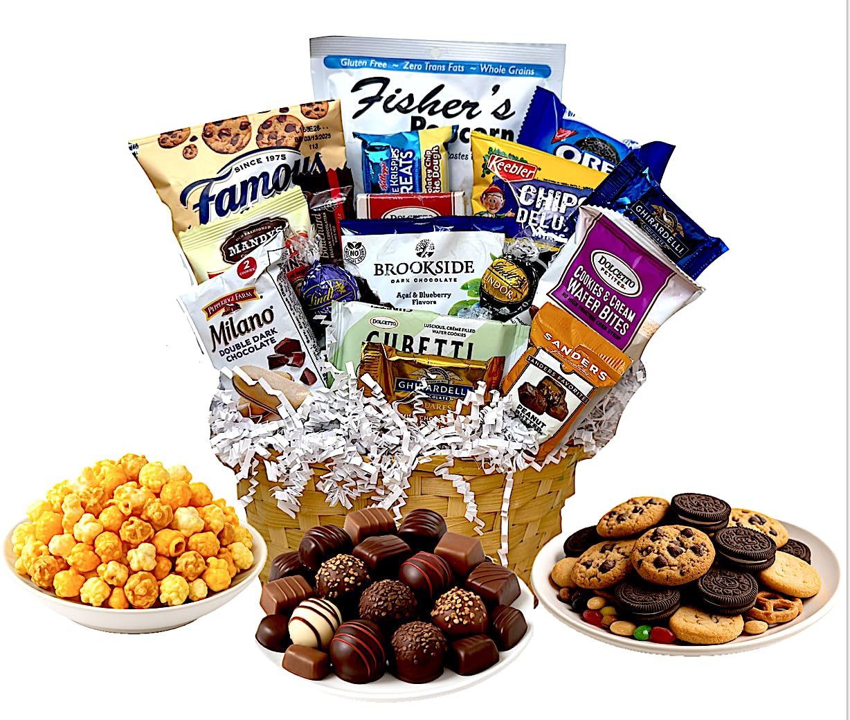 Customizable Gift Basket stuffed with chocolates cookies snacks and candies by MISTERGIFTBASKET.COM Hand-crafted for women men client sympathy birthday thank you holiday (Small: $49.99, Congratulations)