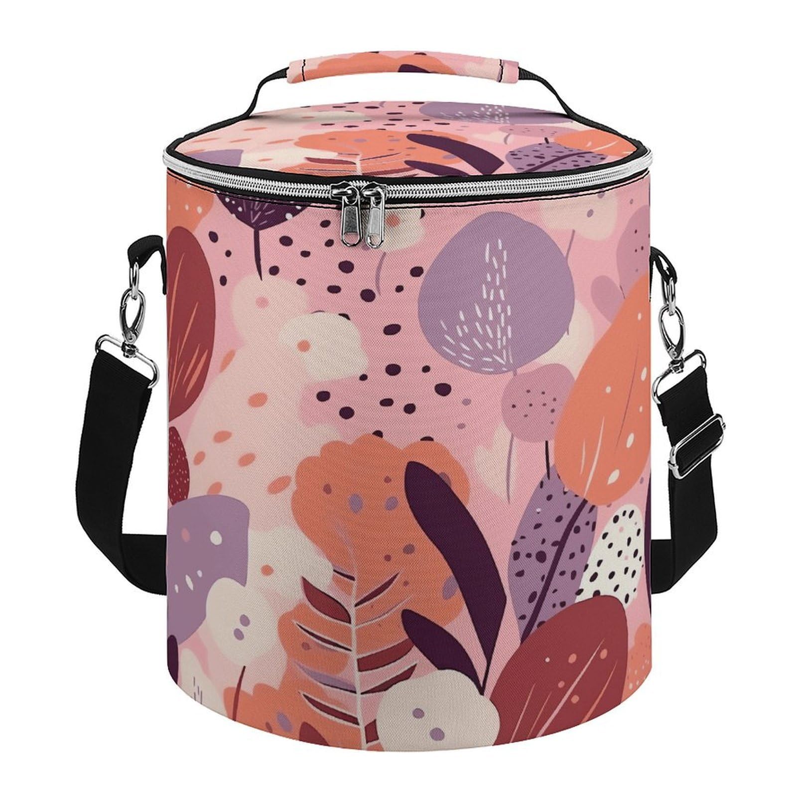 Bolsa térmica suave de flores redondas y coloridas, multibolsillo, bolsa de playa aislada a prueba de fugas, enfriador plegable para playa, viajes, trabajo