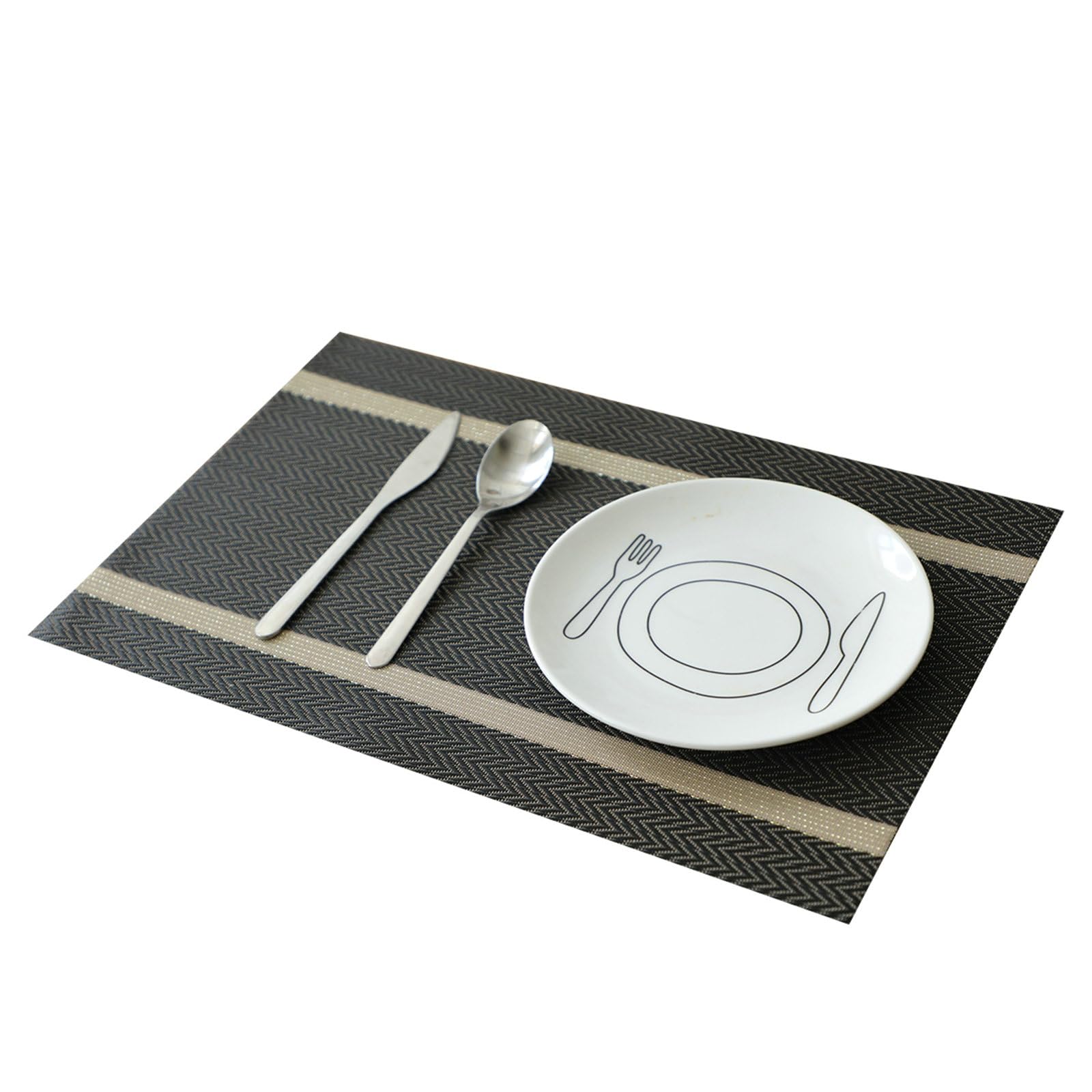 Juego de 6 manteles individuales, rectangulares, antideslizantes, PVC, color gris oscuro, lavables, 45 x 30 cm