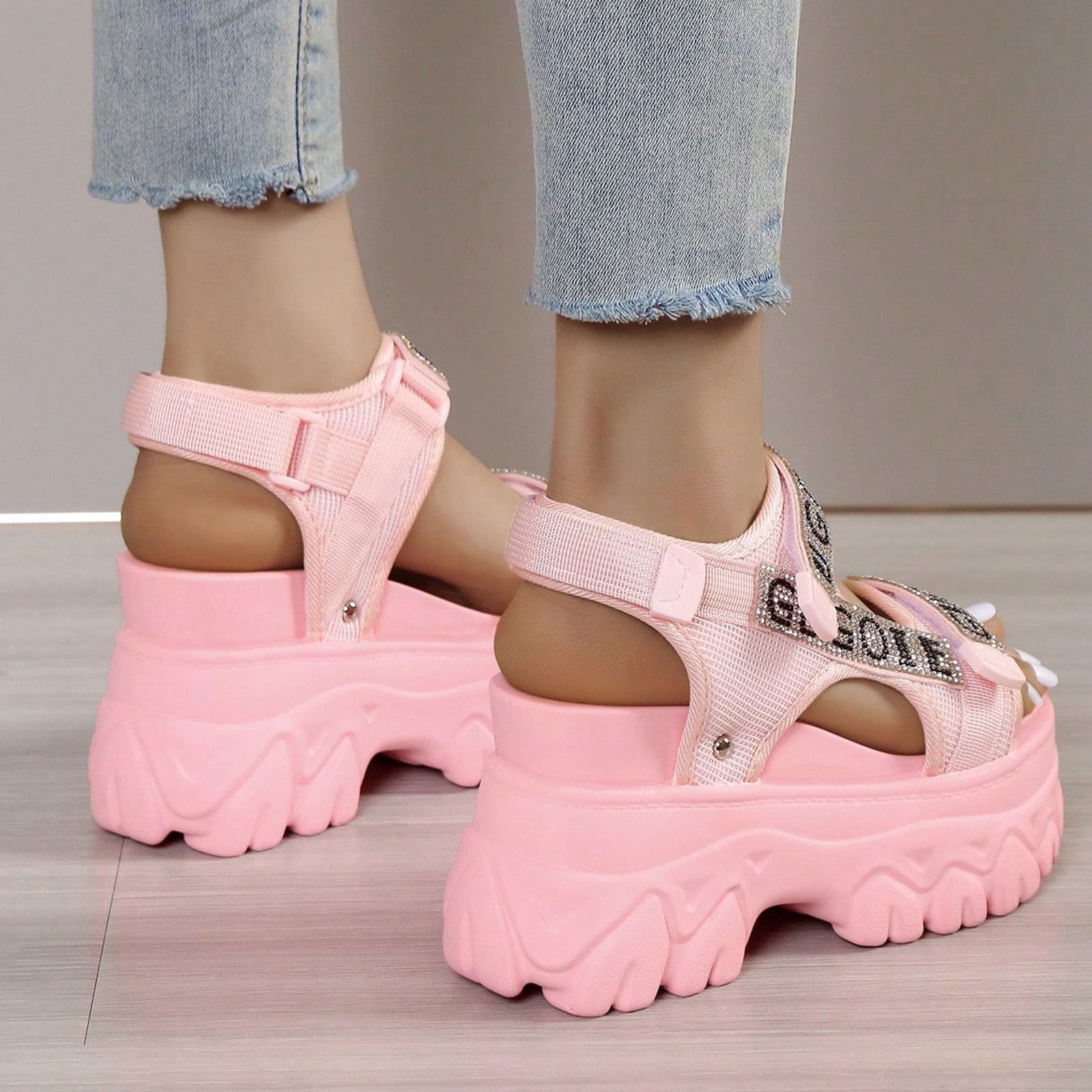 Generico Sandales Femme Compensé Confortables LéGèRes AntidéRapantes Semelle Souple Respirantes Chaussures Femme éTé Mode Mules OrthopéDiques Coupe Large Ville Usage Quotidien