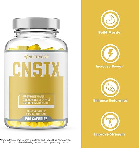 Miniatura 4 de CNSix Cápsulas de creatina por NutraOne - Creatina HCL para ayudar a desarrollar músculo magro* (600 mg - 200 cápsulas)