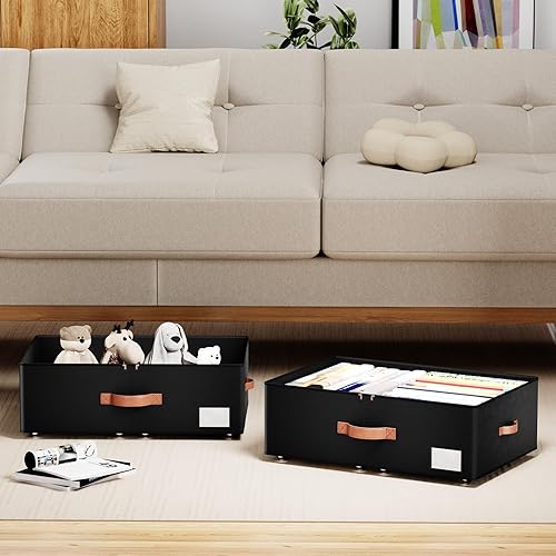 Miniatura 2 de Almacenamiento debajo de la cama con ruedas, contenedores de almacenamiento de gran capacidad de 10 pulgadas de altura, contenedores de