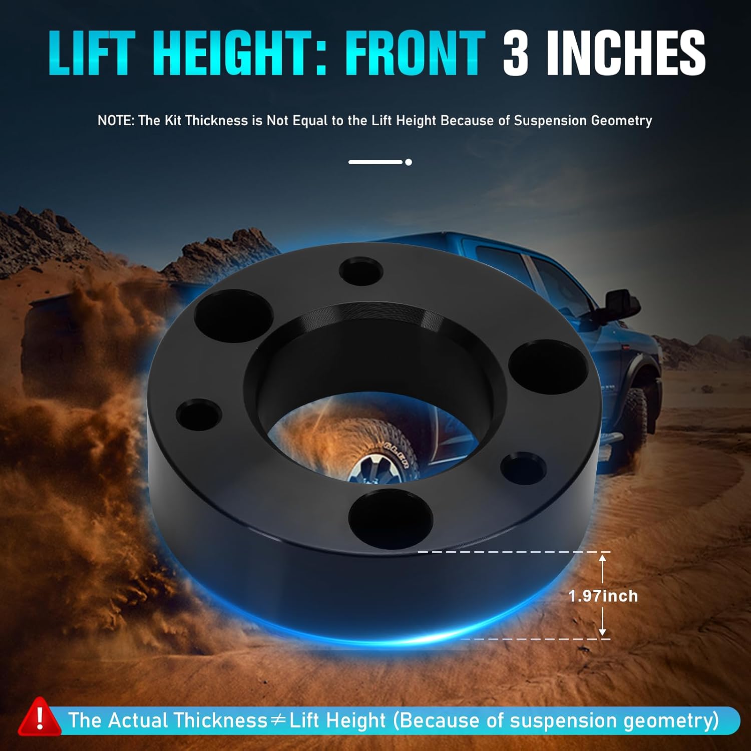 Front 3" F150 Leveling Kits, 3 inch Front Strut Spacers Fit for Ford F-150 2004-2023 Expedition 2003-2017 2006-2008 Lincoln Mark LT, 1-1/2inch Suspension Level Lift Kit (2pcs Black)