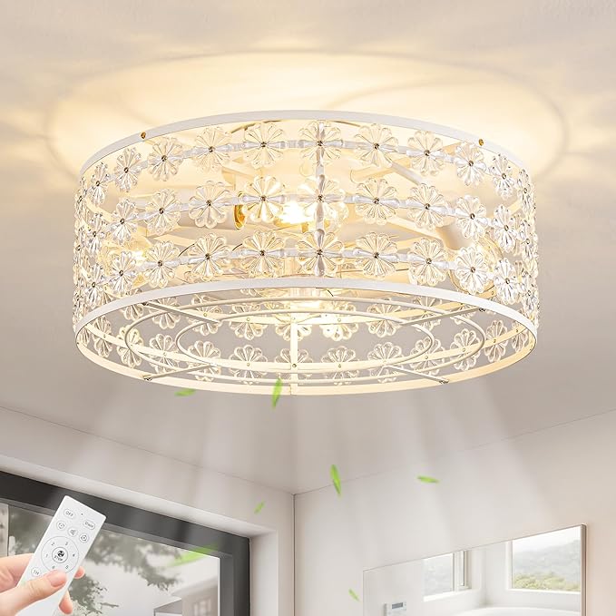 Ventilador de Techo con Luz y Control Remoto, 6 Velocidades,