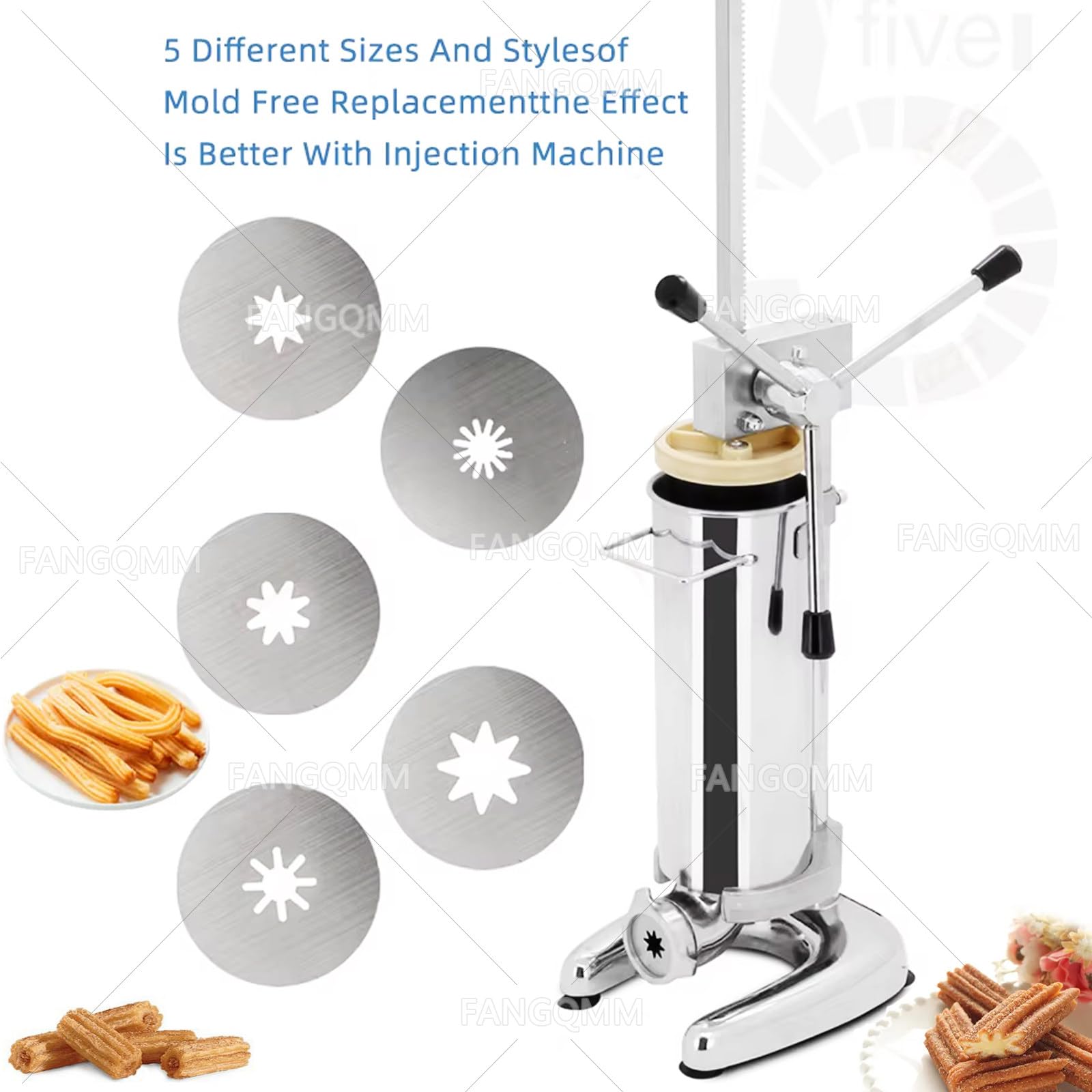Máquina manual de acero inoxidable para churros y donas con relleno de mermelada, ideal para panaderías, tiendas de postres y uso doméstico