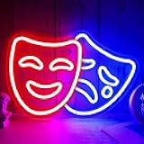 Theater Mask Neon Sign Comedy And Tragedy Masks Led Sign Comedy Mask Neon Lights Movie Theater Wall Decor Drama Mask Light Up Sign for Home Theater Accessories