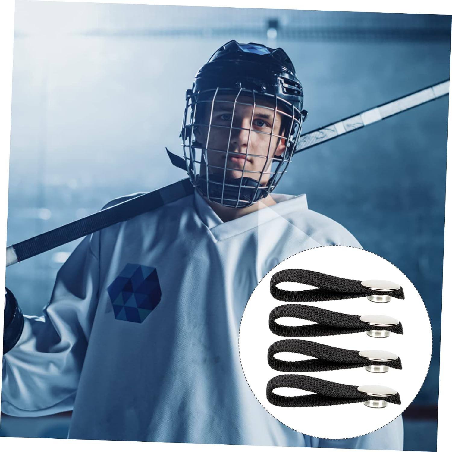 16 Pcs Hockey Helmet Kit Hockey Accessory Thumb Adjustable Auto Ice Hockey Helmet Chin Strap Strap Cap Buckle Detachable Hockey Chin Polyester Black