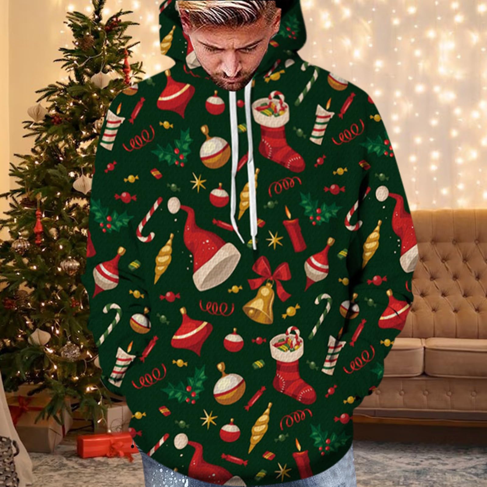 Sudaderas Con Capucha Para Hombre Sudadera Con Capucha De Los Hombres Camisas De Manga Larga Para Entrenamiento Hombre Suéter a Cuadros Sudadera Cuello Redondo Polar Peso Medio Talla Normal O Y Larga