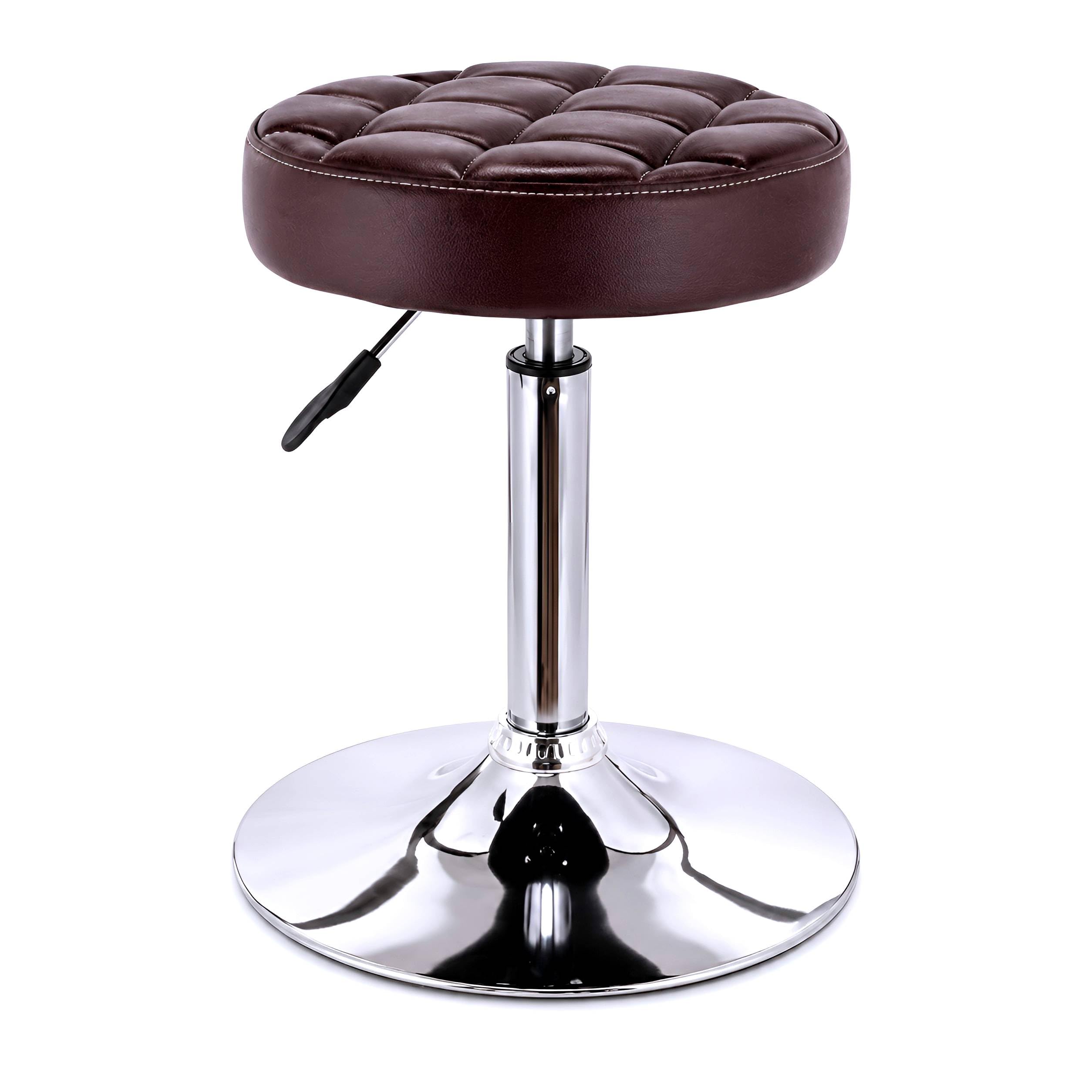 Adjustable Bar Stool with Round PU Leather Seat & Metal Base | Swivel Height Adjustable Stool for Kitchen Counter, Home Bar, Vanity & Cafe-image-5
