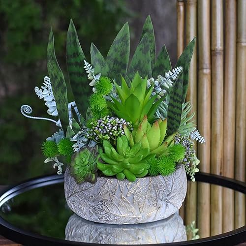 Miniatura 5 de summer flower Juego de 10 piezas de plantas de serpiente falsas de 9 pulgadas, pequeñas hojas artificiales de Sansevieria, tallos de plantas de