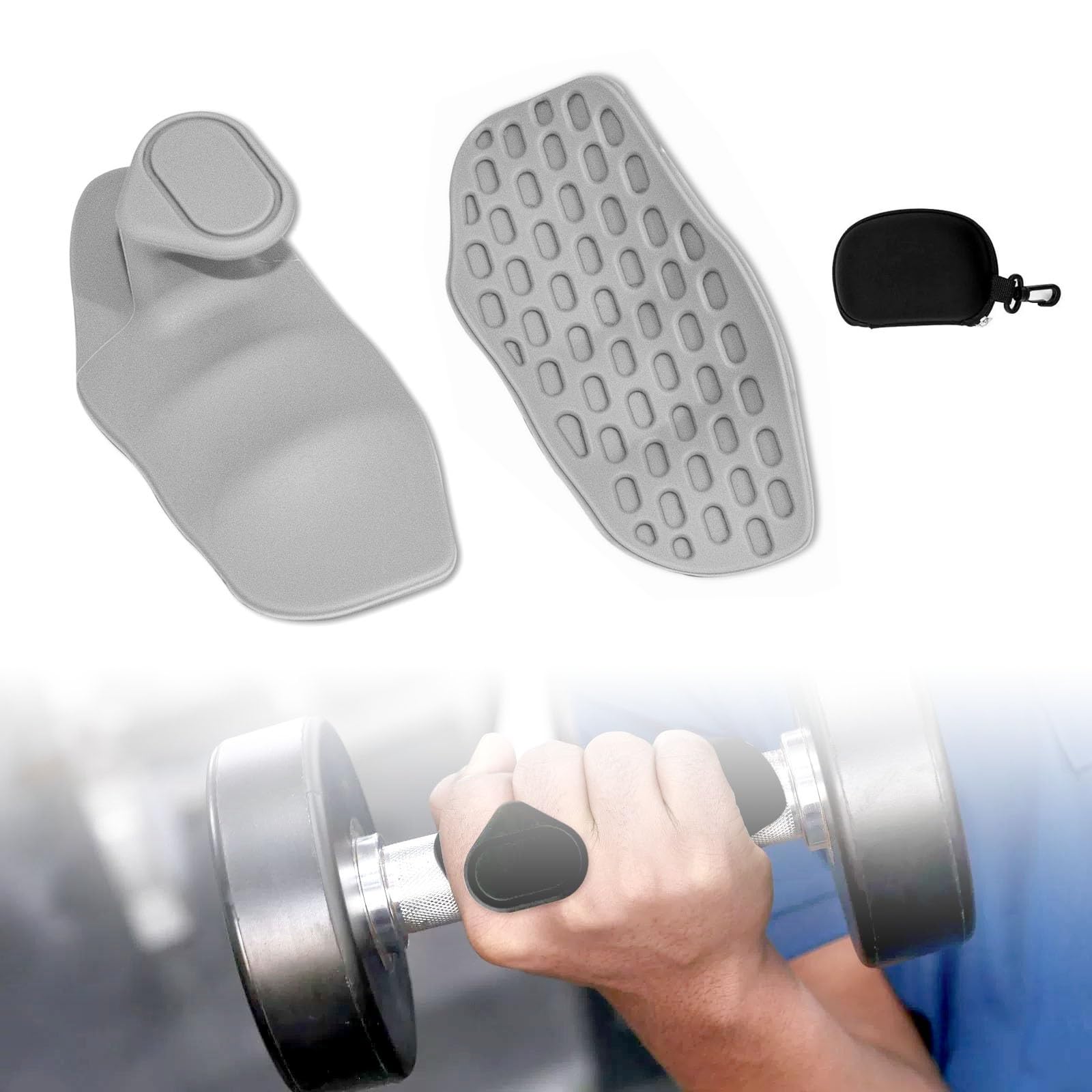 MBBTAG Gym Hand Grips Anti-Slip Workout Grips Palm Protection Anti-Slip Weight Lifting Gym Grips Weight Hand Grips Pull Up Hand Grips Non Slip Pads for Powerlifting Deadlifting Bodybuilding(Grey)