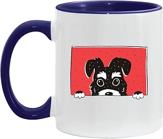 Cute Schnauzer Dog Gift Idea for Dog Lovers Illustration Frame 11oz 15oz Inner Color Accent Mug