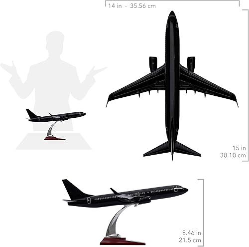 Miniatura 3 de Zekupp Boeing 737-800 1100 modelo de avión de color negro