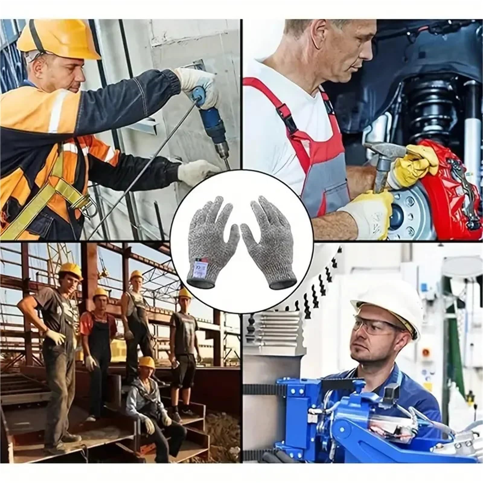 Gants anti-coupures, s anti-coupures antidérapants en HPPE EN388 ANSI niveau 5, de travail sécurité résistants aux coupures(Xl)