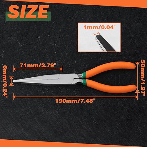 Miniatura 3 de SPEEDWOX Alicates largos de punta plana de 7.5 pulgadas, alicates de punta de pato mini alicates de punta plana extra largos, alicates planos de
