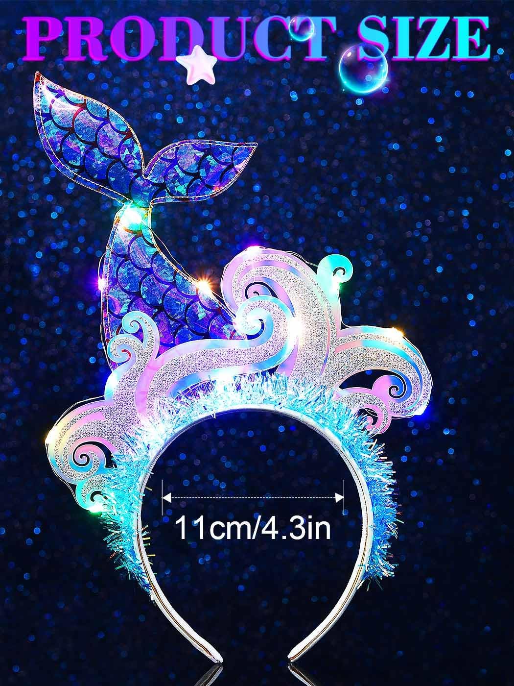 Mermaid Headpiece Costume Starfish Headband Light Up Hair for Women - Image 3