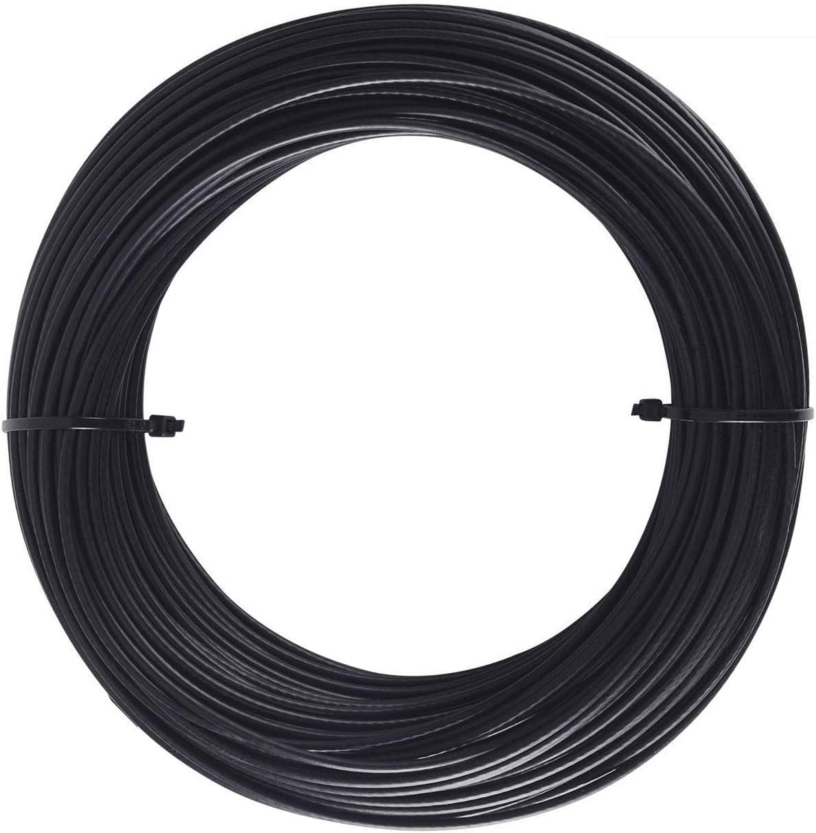 Vinyl Coated Stainless Steel 304 Black Wire Rope,Wire Rope OD 1/16inch Coated 3/32inch for Globe String Lights Hanging,Outdoor Light Guide Wire,300Ft